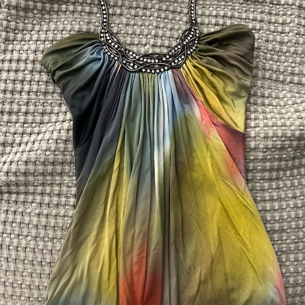Sky Ruched Embellished Yellow and Red Camisole